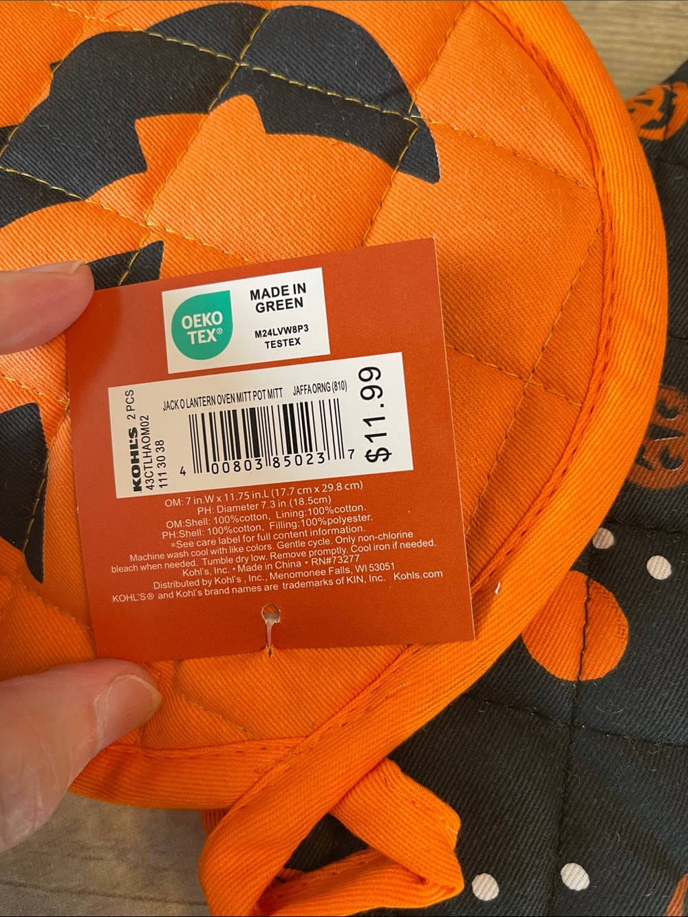 Halloween Oven Mitt & Pot Holder NWT Jack-o’-lantern Set of Two - Picture 4 of 6